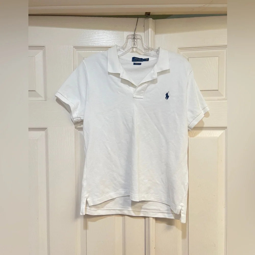 POLO Ralph Lauren Men  Classic White Skinny Fit‎ Short Sleeve Polo Shirt Large